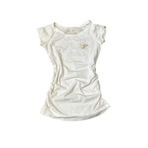 Y2K‎ Southpole Women's Ruched Side Graphic T Shirt White Size 14